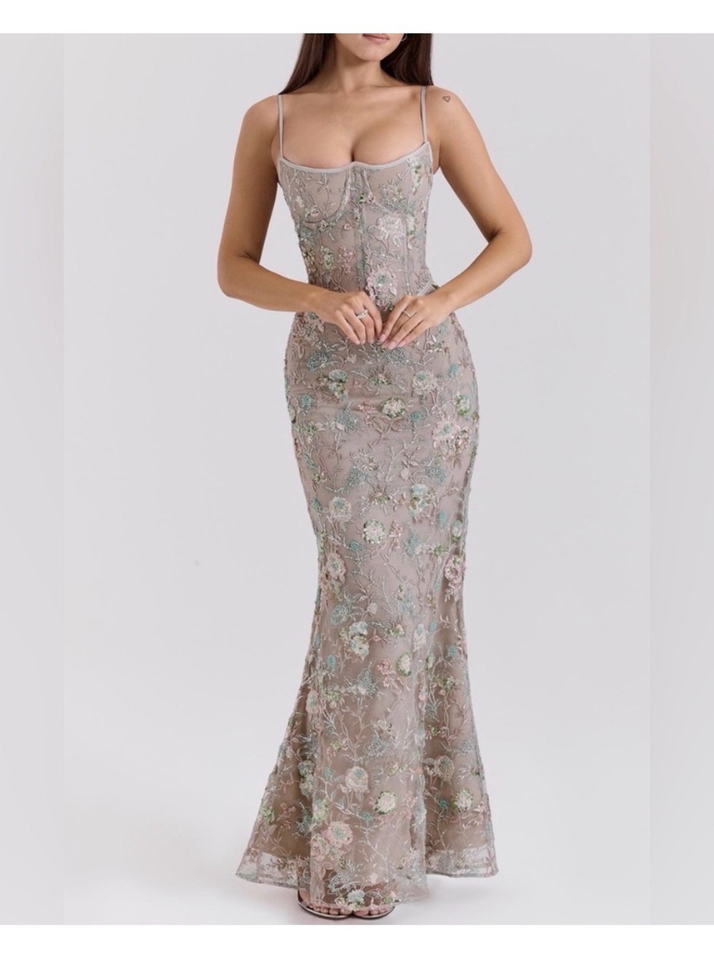 Naima Embroidered Sequin Mermaid Gown XL A/C Cup